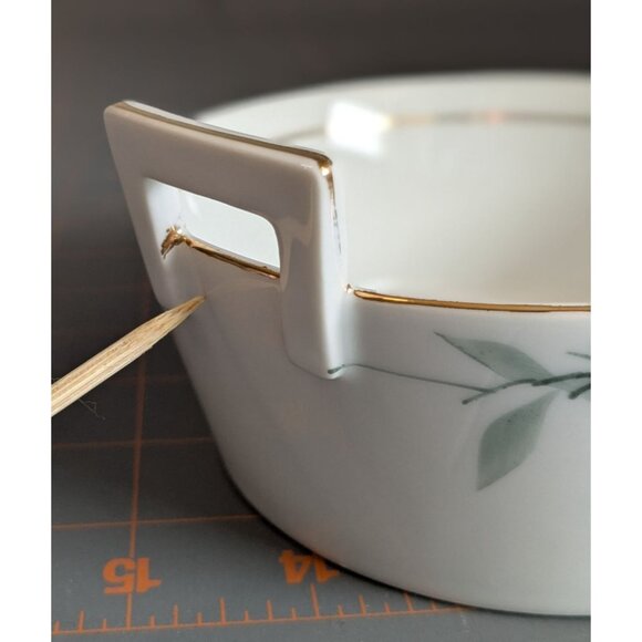 Noritake Azalea porcelain Butter Dish drip drain tray plate Gold Trim green M ma - Picture 5 of 16